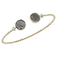 Melie Jewelry Cleopatra & Marcus Bracelet, 14K Gold & Diamond & Oxidized Silver 