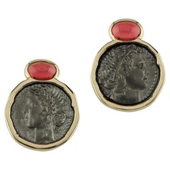  Melie Jewelry Cleopatra & Marcus Earrings 14K Gold & Oxidized Silver&Tourmaline