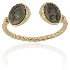 Melie Jewelry, bague Cléopâtre et Marcus en or 14 carats et argent sterling oxydé