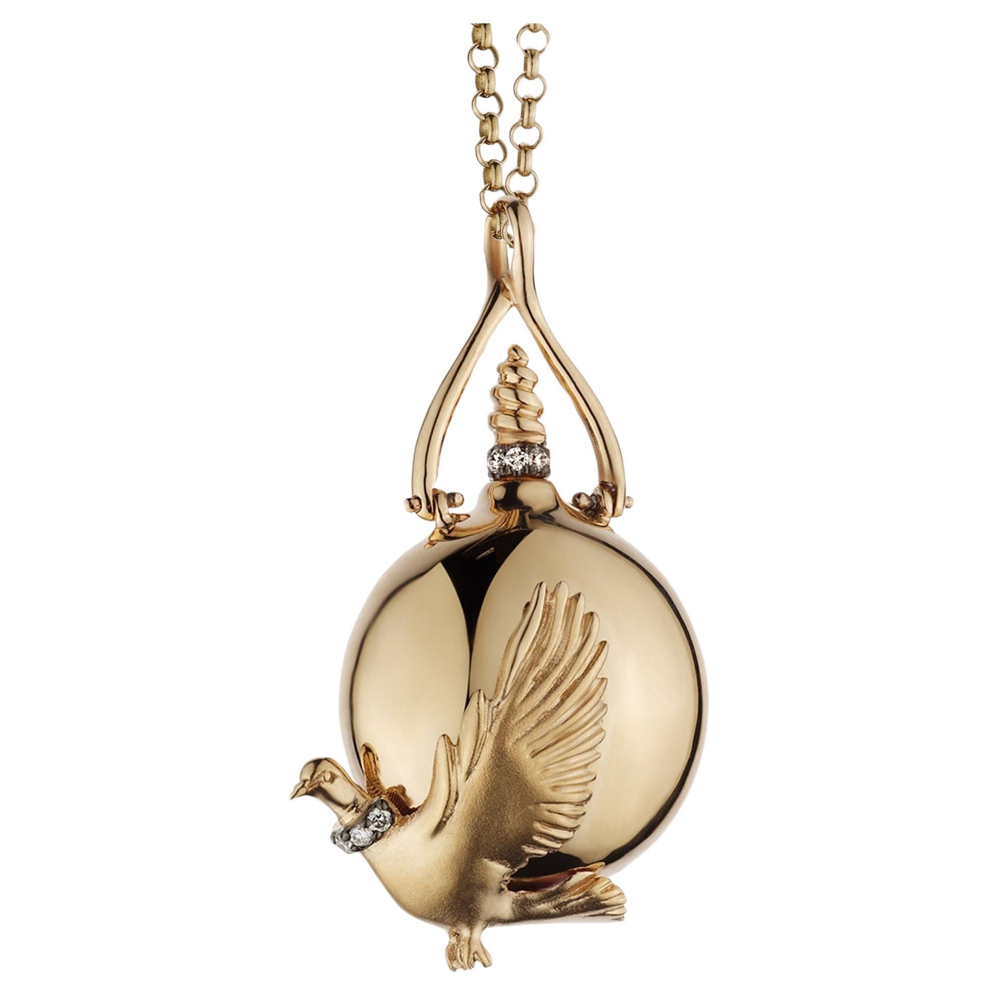 Melie Jewelry Dove's Neckring Perfume Bottle Necklace 18K Gold & Diamond 