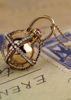 Melie Jewelry Edna Perfume Bottle Necklace with 18K Gold & Diamond & Ruby