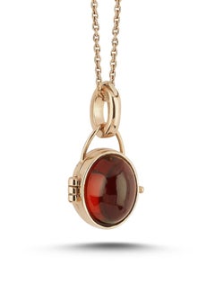 Melie Jewelry Garnet Locket Charm In 14K Gold