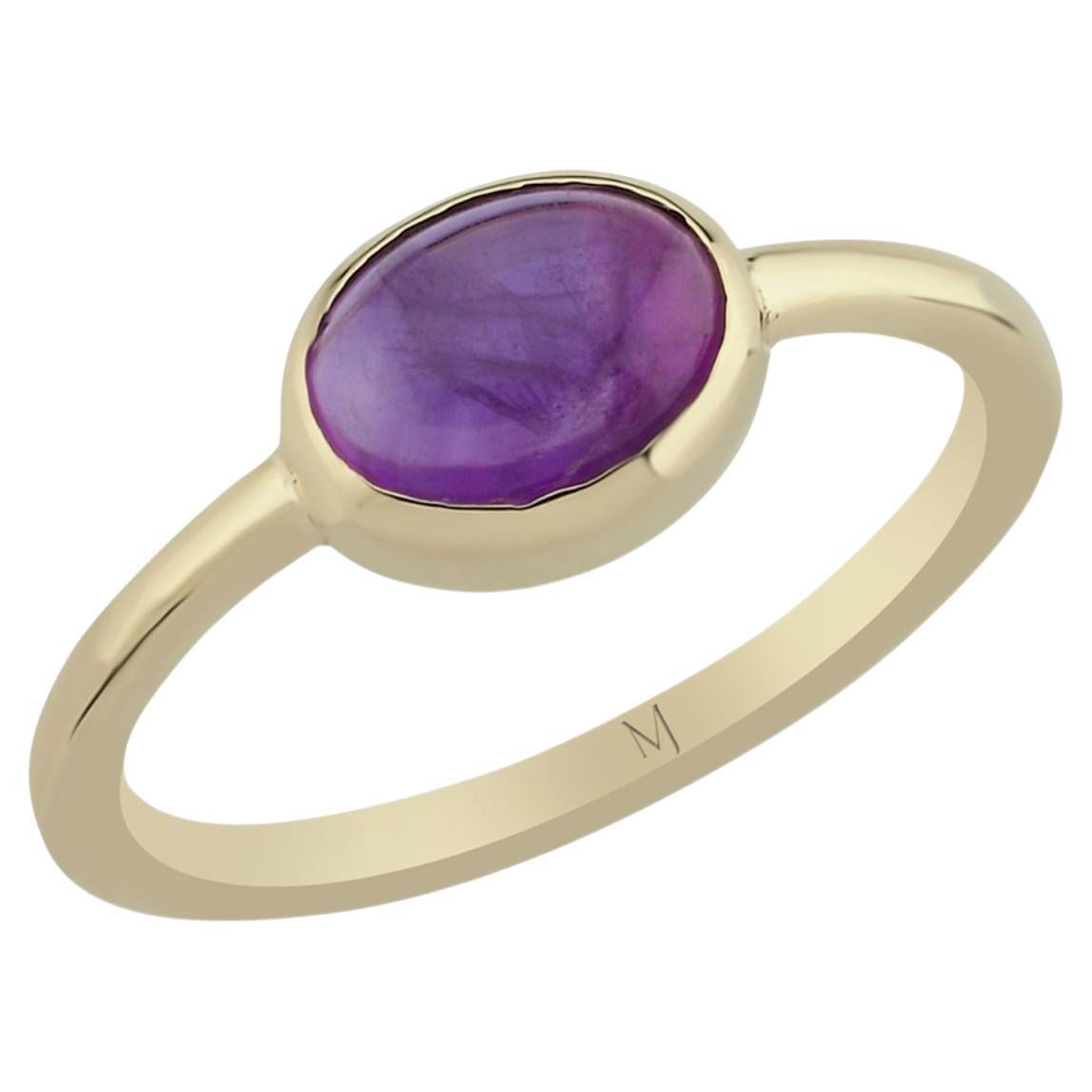 Melie Jewelry Gem Ring In 14K Gold with Amethyst For Sale