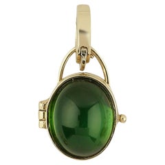 Used Melie Jewelry Green Tourmaline Locket Charm In 14K Gold  