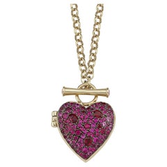 Melie Jewelry Heart Locket Necklace In 14K Gold & Ruby