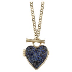 Melie Jewelry Heart Locket Necklace In 14K Gold & Sapphire