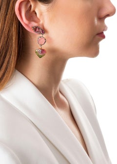 Melie Jewelry La Belle Earcuff  In 14K with Diamond & Watermelon Tourmaline