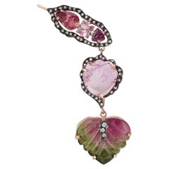 Melie Jewelry La Belle boucle d'oreille  En 14 carats avec diamants et tourmaline melon d'eau