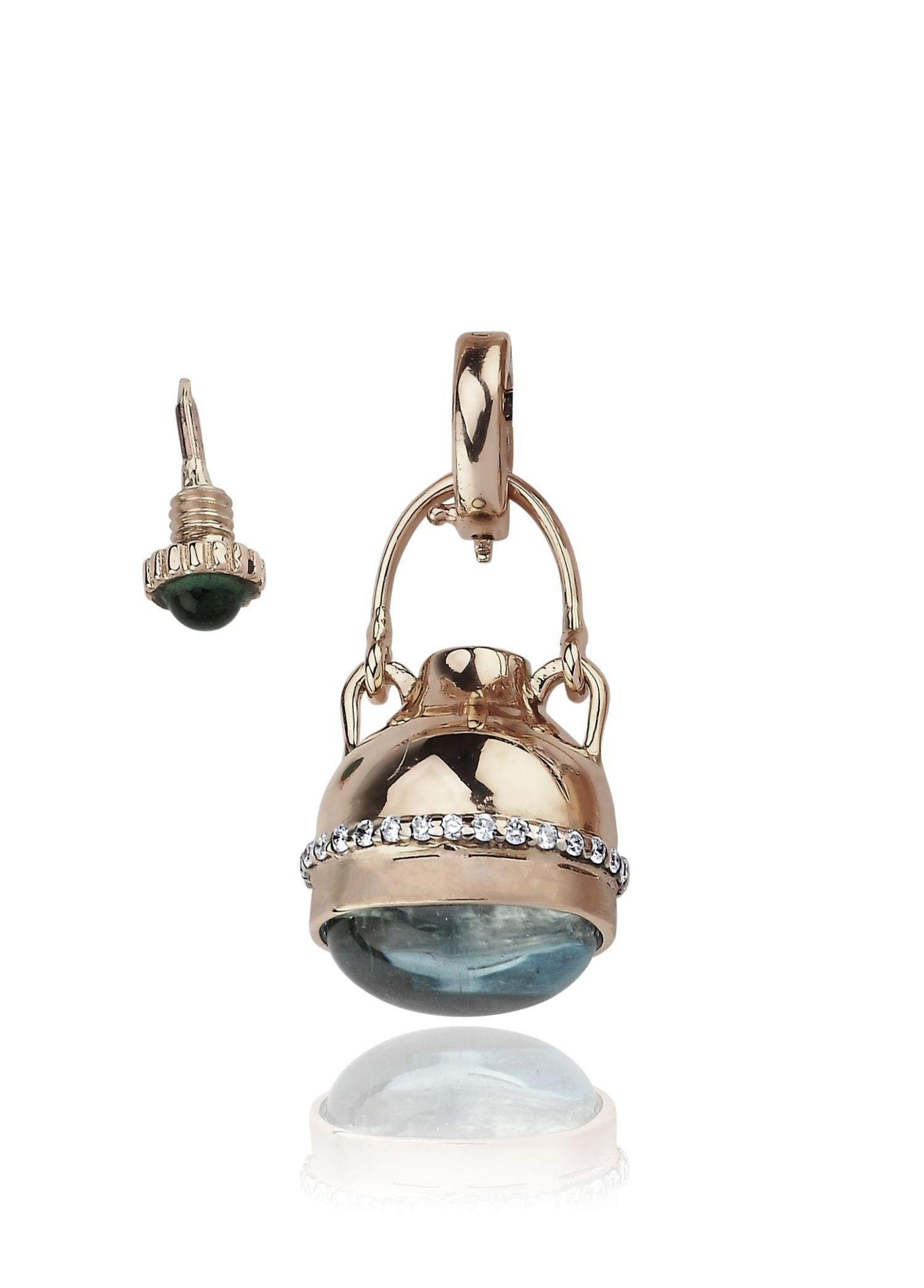 Melie Jewelry Perfume Bottle Pendant Charm

14K Rose Gold, 0.11 ct Diamond/G-VS, 0.24 ct Tourmaline, 3.52 ct Blue Topaz

The Story Behind
In the 16th century, 
