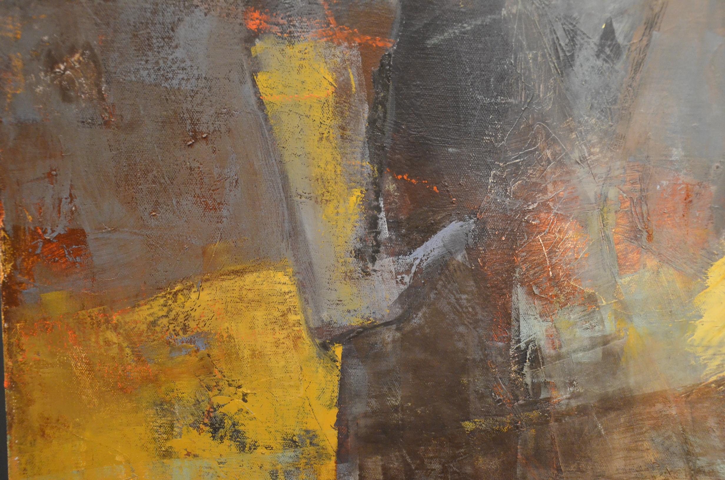 Midnight Sun, Mid Century Female Figure in Light, Abstract, Neutral Tones - Feminist Painting by Melinda Cootsona