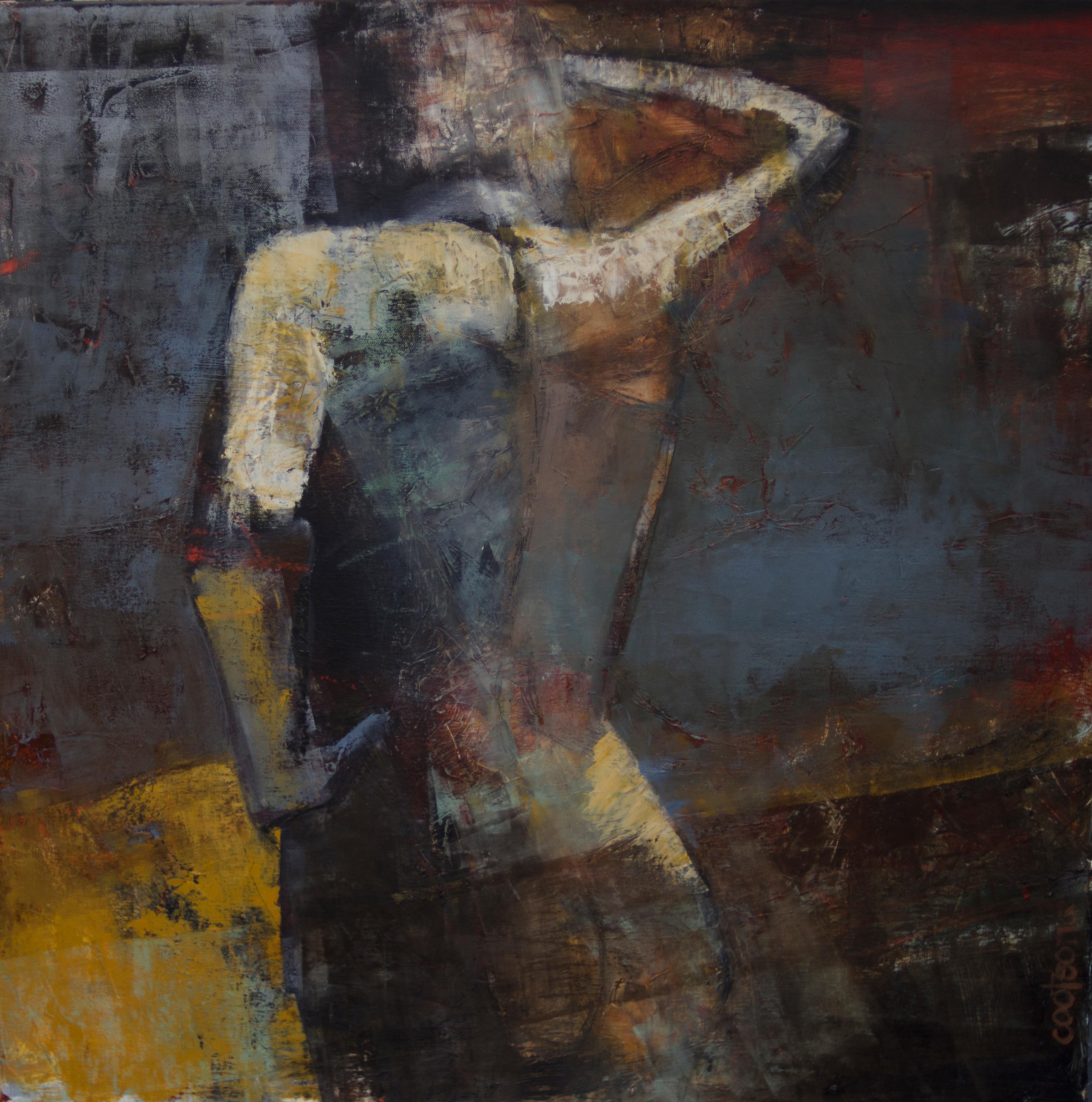 Melinda Cootsona Nude Painting - Midnight Sun, Mid Century Female Figure in Light, Abstract, Neutral Tones