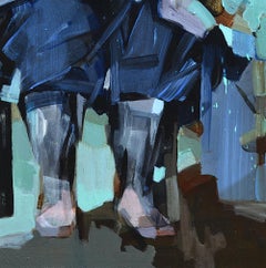 I'm Going to be a Pilot, Contemporary Abstract Portrait Girl Oil Painting Blue