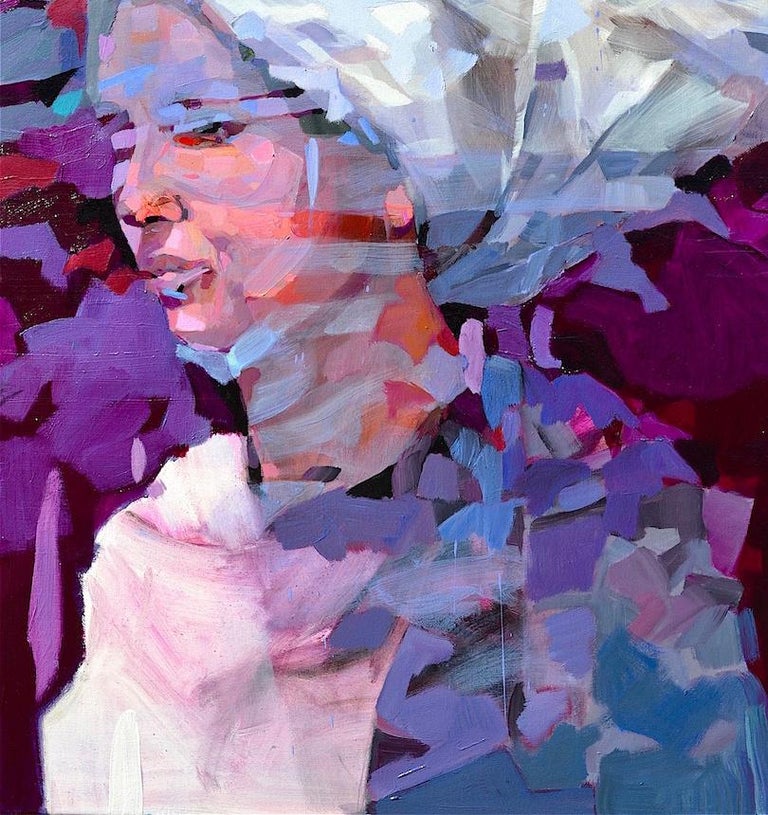 Melinda Matyas The Wind Blows Where It Wants Abstract Art Portrait Oil Painting Canvas Purple For Sale At 1stdibs