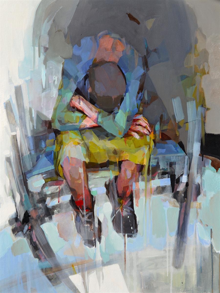 Melinda Matyas - Traveler, Abstract Art Figurative Oil Painting ...