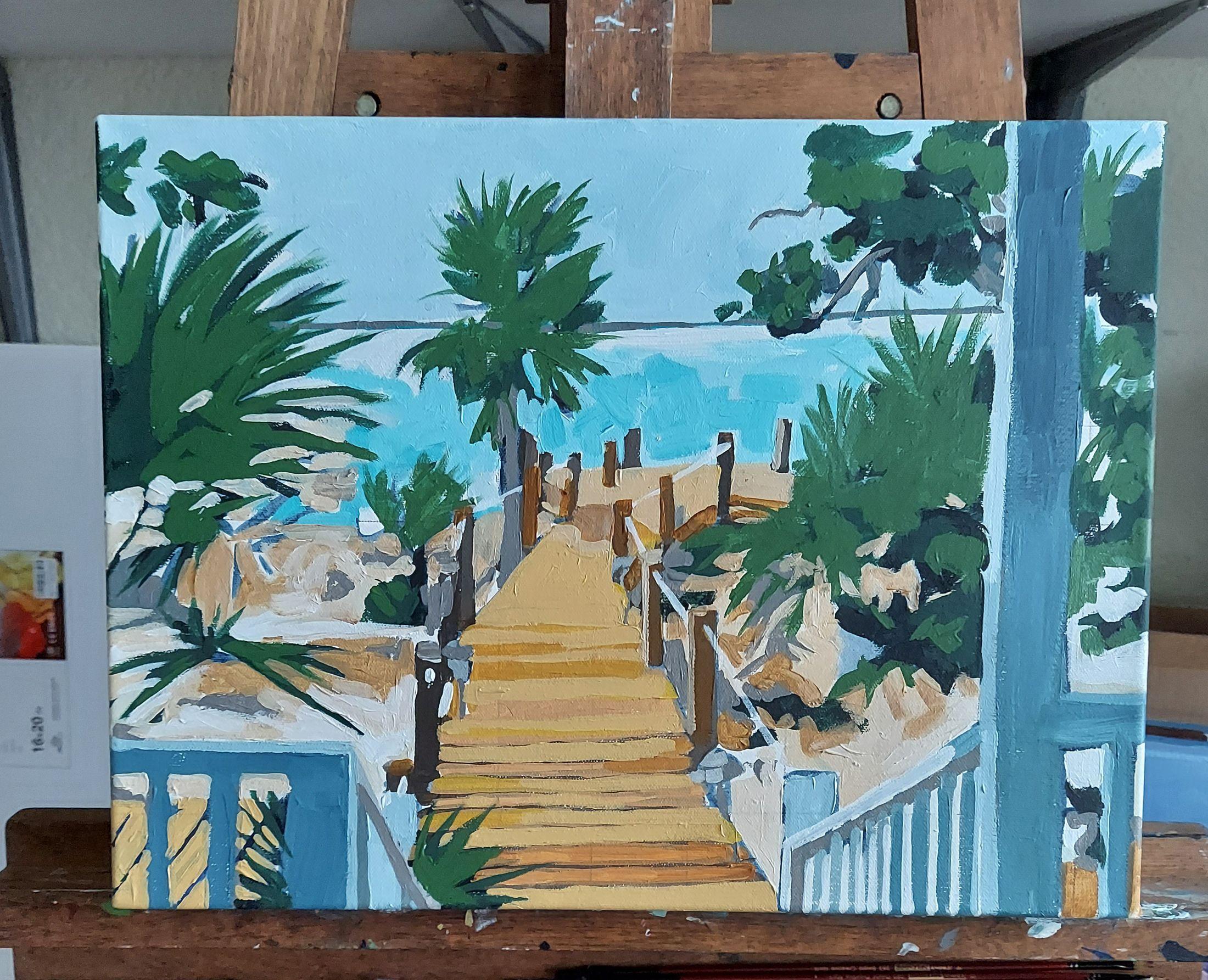 Beach Path, Gemälde, Acryl auf Leinwand im Angebot 1