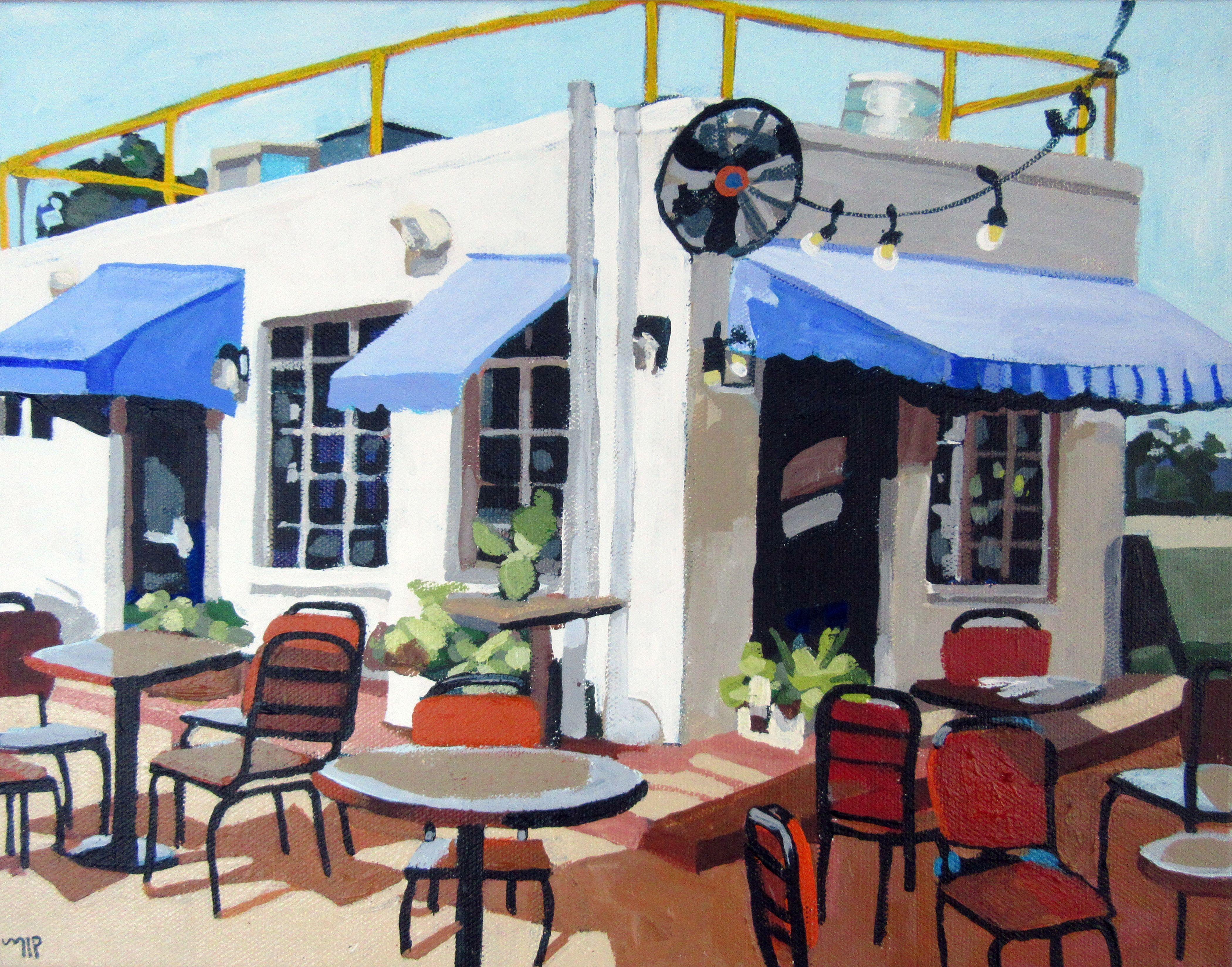 Taco house in Austin, Texas. Never try to drive past a taco house. They call you back like the Sirens. :: Painting :: Impressionist :: This piece comes with an official certificate of authenticity signed by the artist :: Ready to Hang: Yes ::