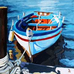 Boat with Red Stripe, Painting, Acrylic on Canvas