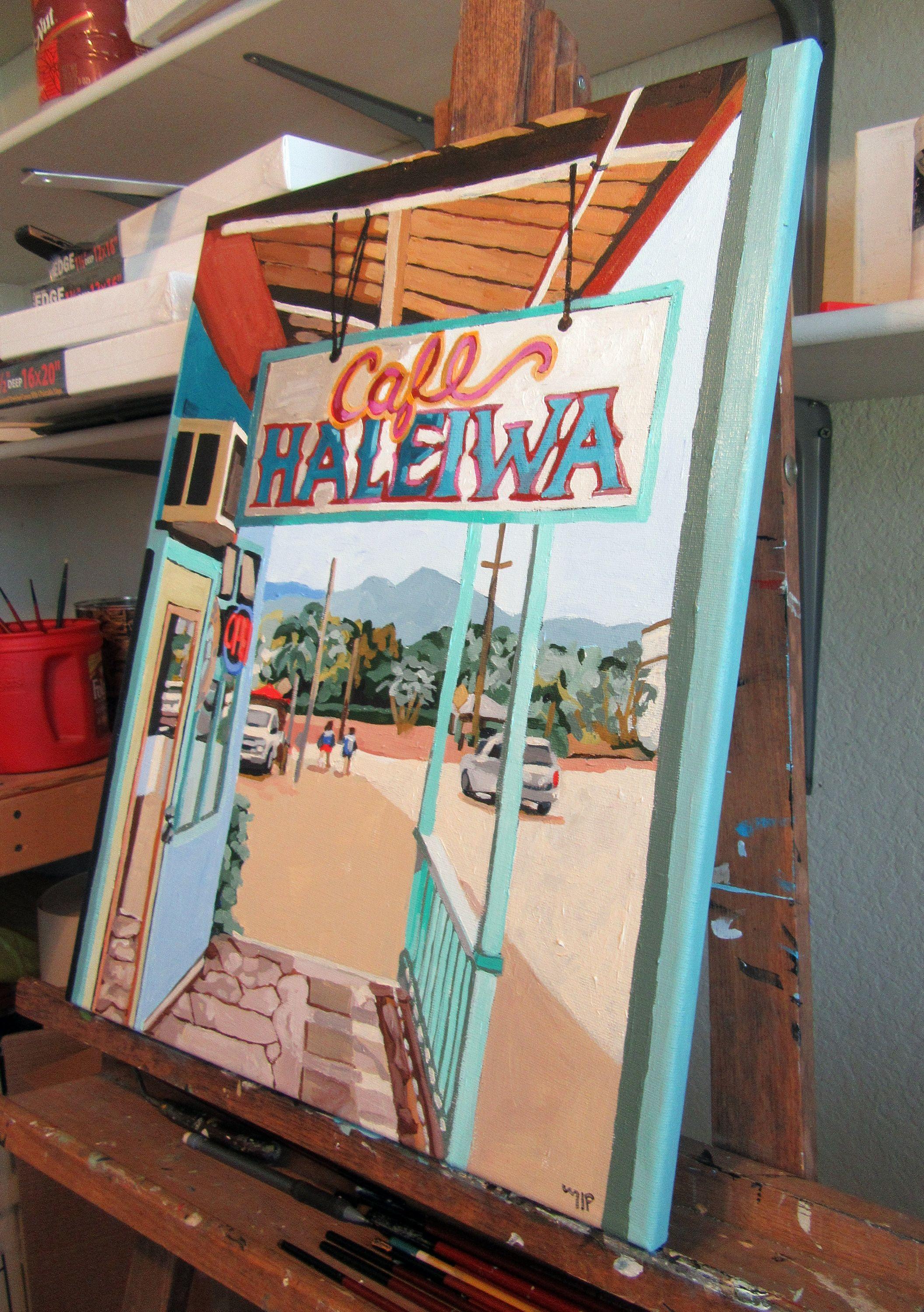 Cafe Haleiwa, Painting, Acrylic on Canvas 1