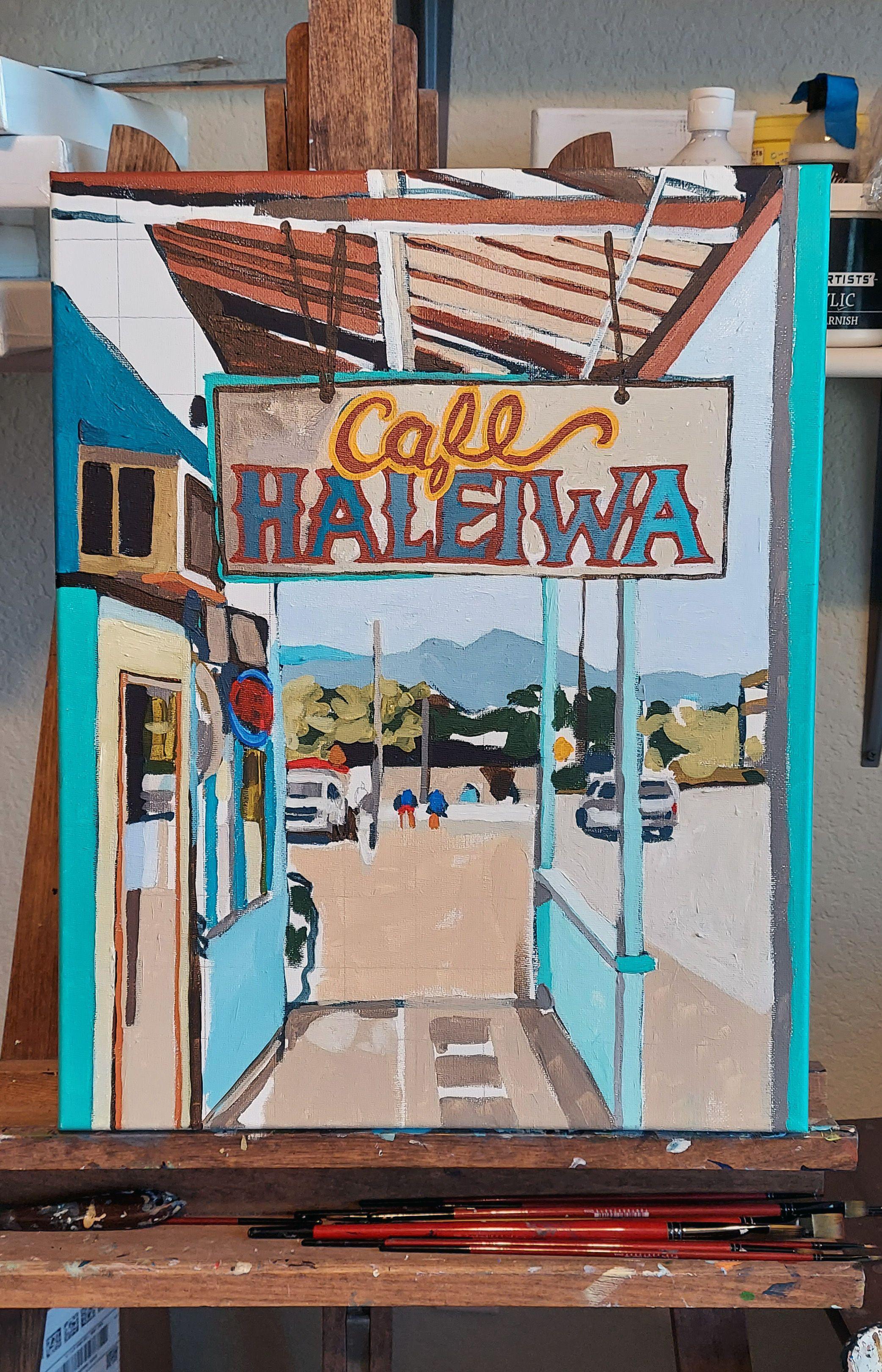 Cafe Haleiwa, Painting, Acrylic on Canvas 2