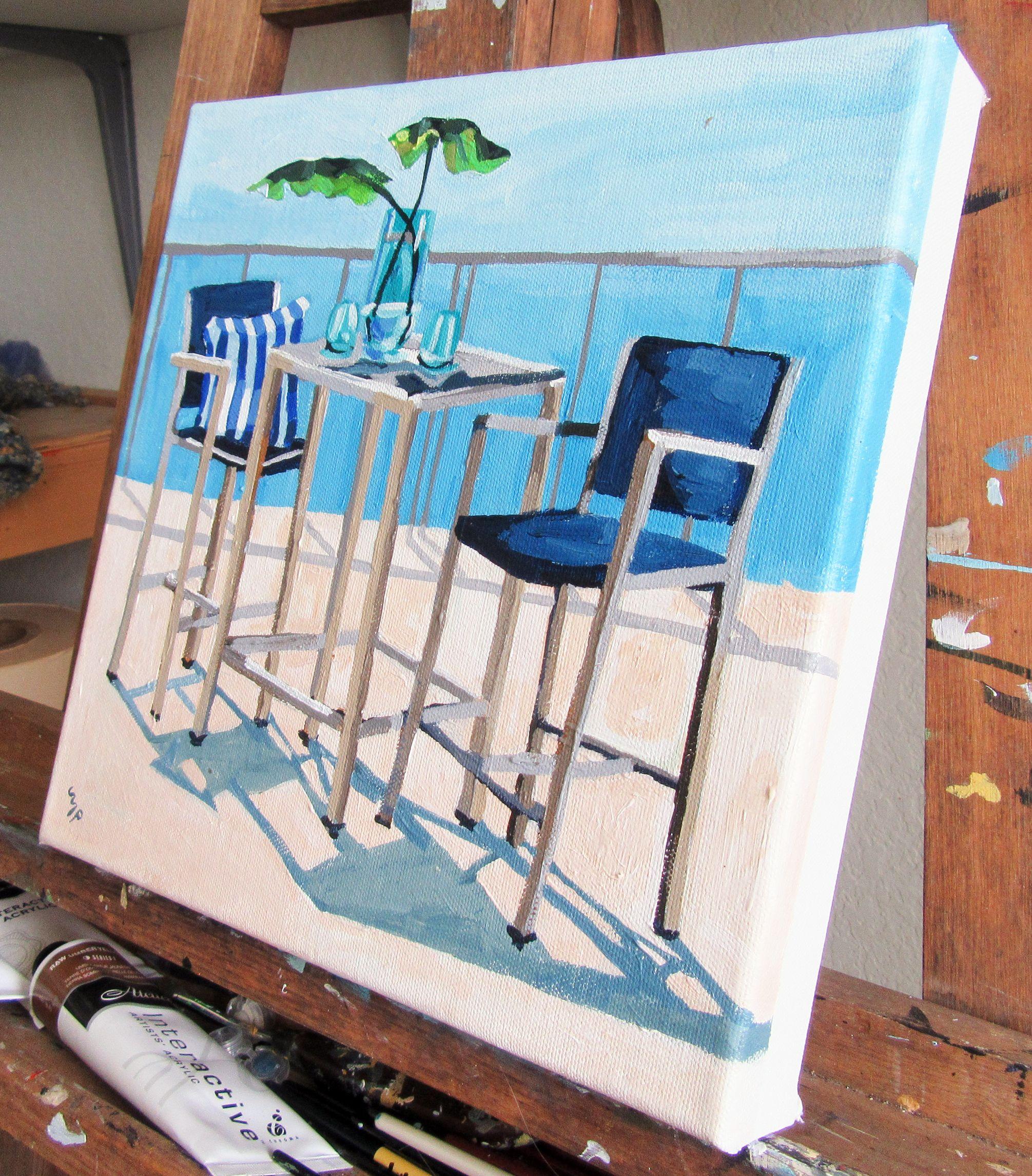 Un esercizio di semplificazione. Mi sforzo sempre di dipingere immagini un po' meno complesse e questo è l'ultimo tentativo. È ancora un po' complesso, ma molto più semplice di altri. Il mare è dipinto in blu ceruleo. :: Pittura :: Impressionista ::
