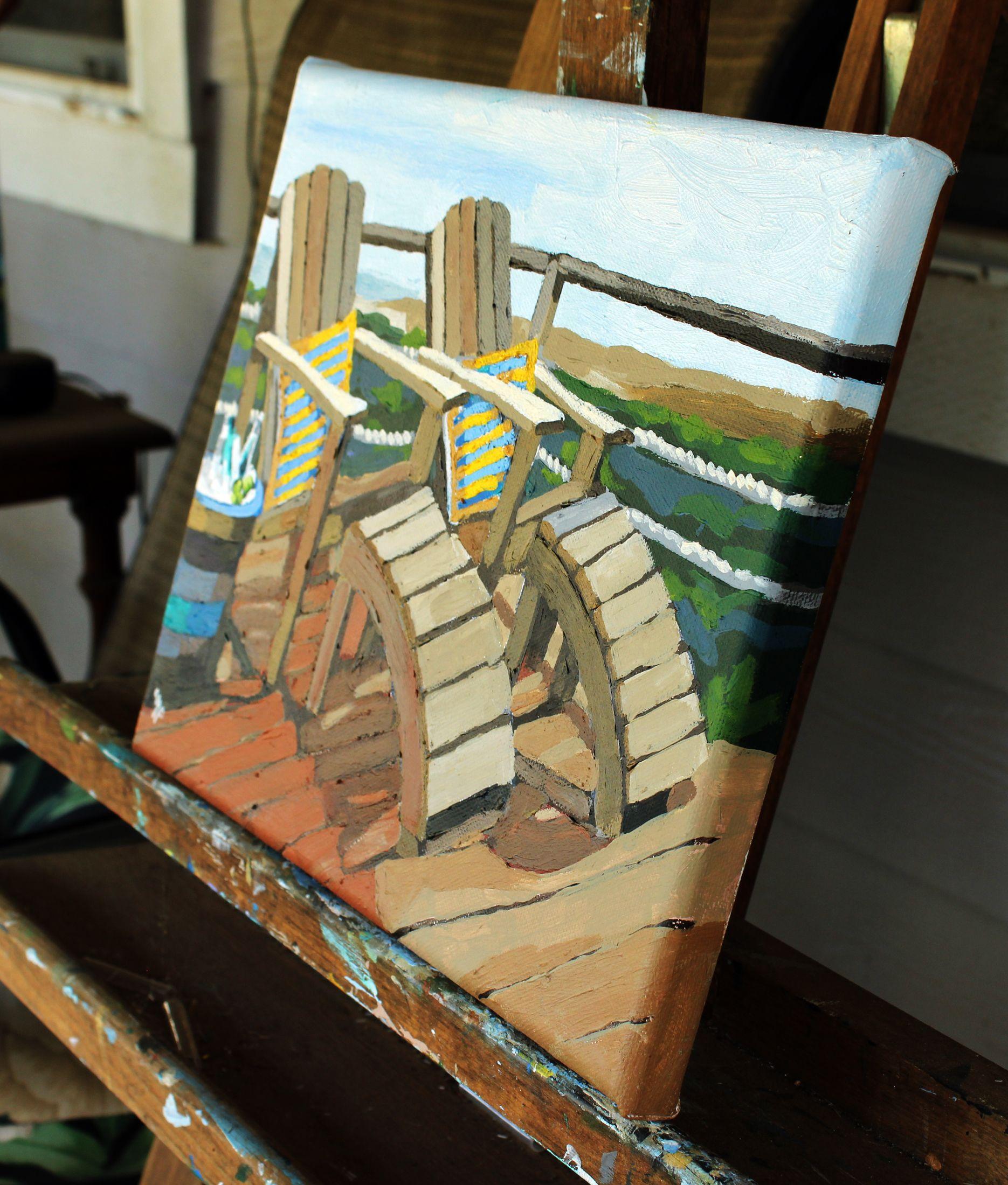 Retreat am Sonnenterrasse, Gemälde, Acryl auf Leinwand im Angebot 1