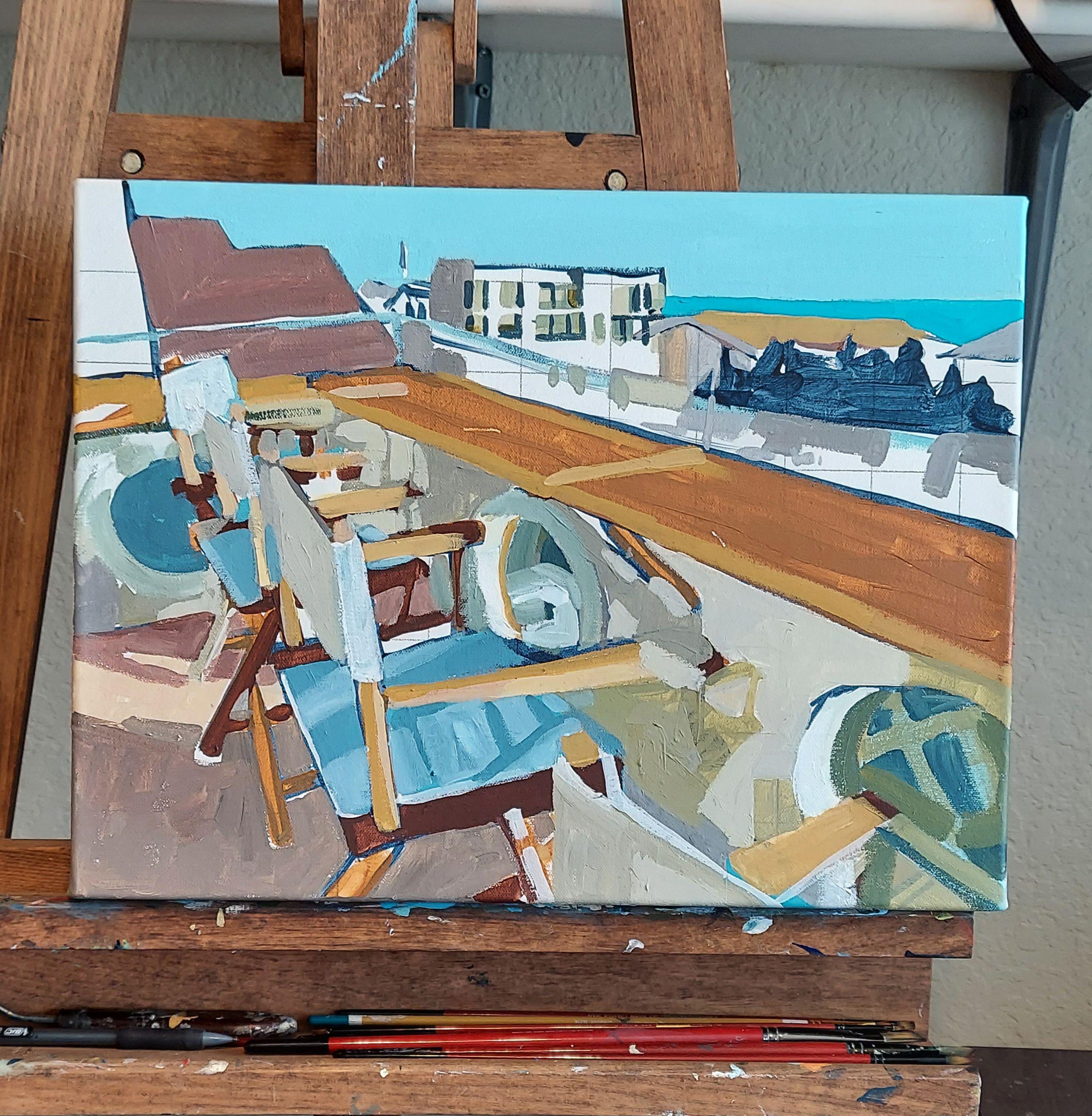 Vista sul tetto, Pittura, Acrilico su tela in vendita 1