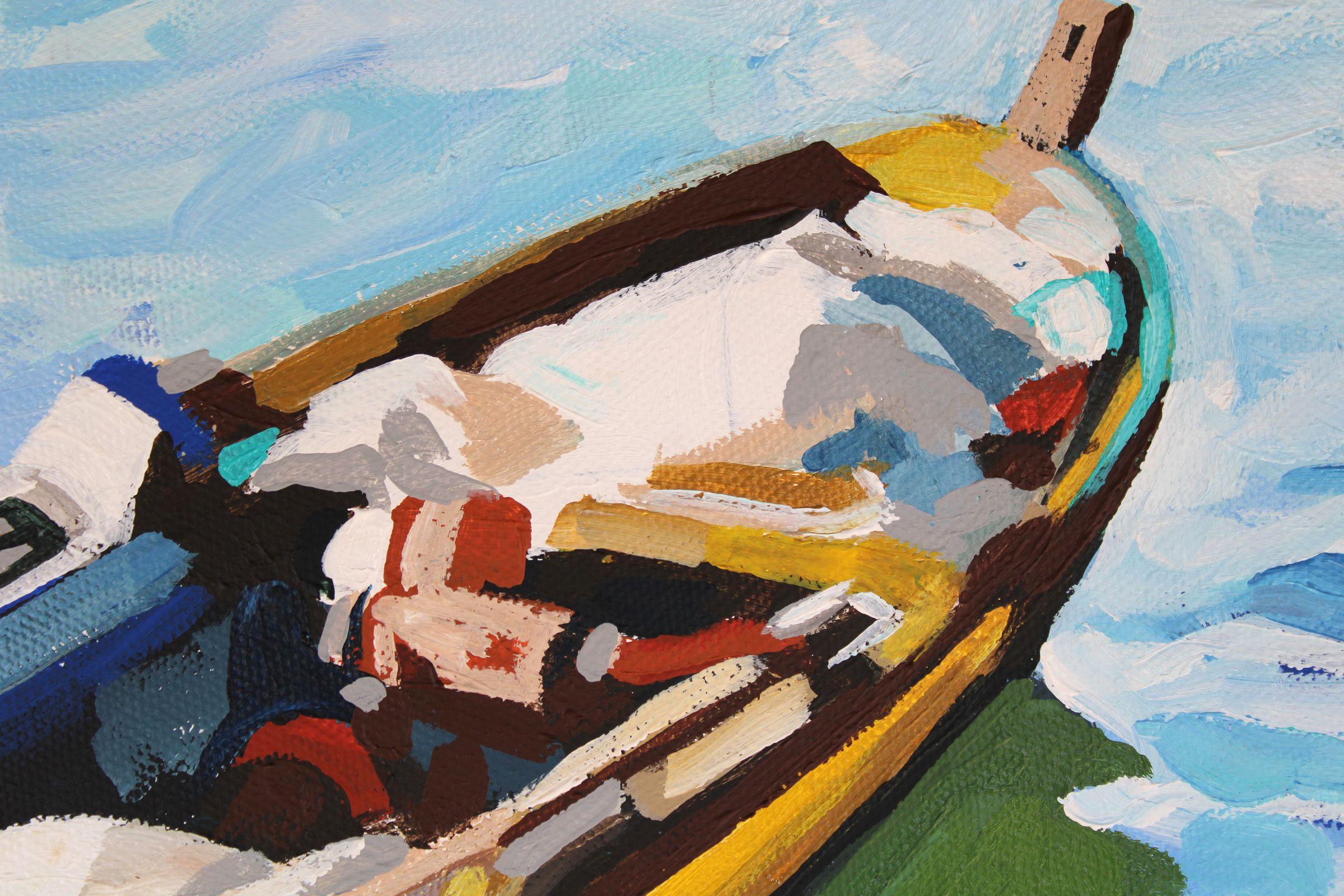 Barco lento, Pintura, Acrílico sobre lienzo - Painting Impresionista de Melinda Patrick