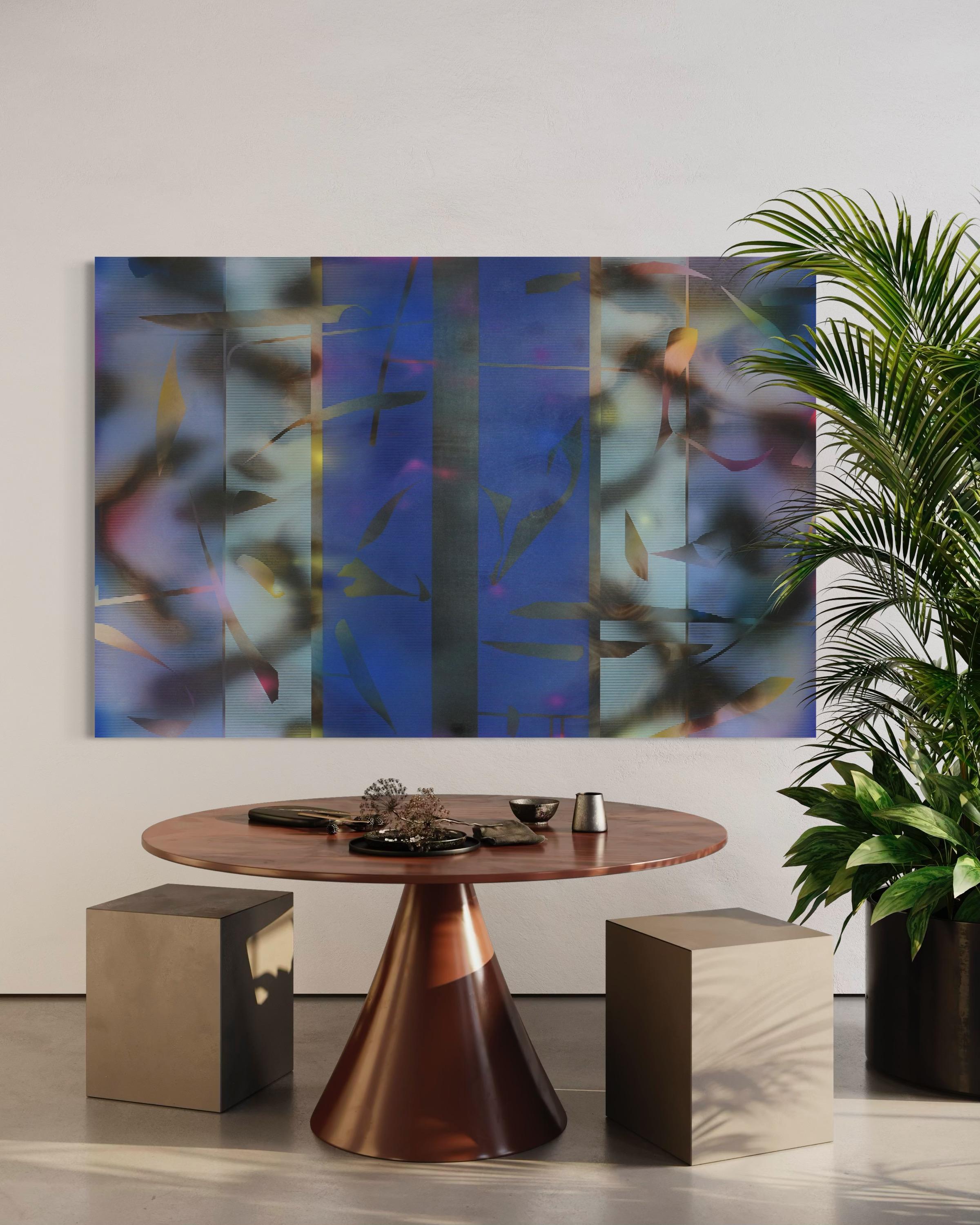 Aqua Marina (cobalt sky blue grid wood patterns nature marine geometric) - Abstract Geometric Mixed Media Art by Melisa Taylor Metzger