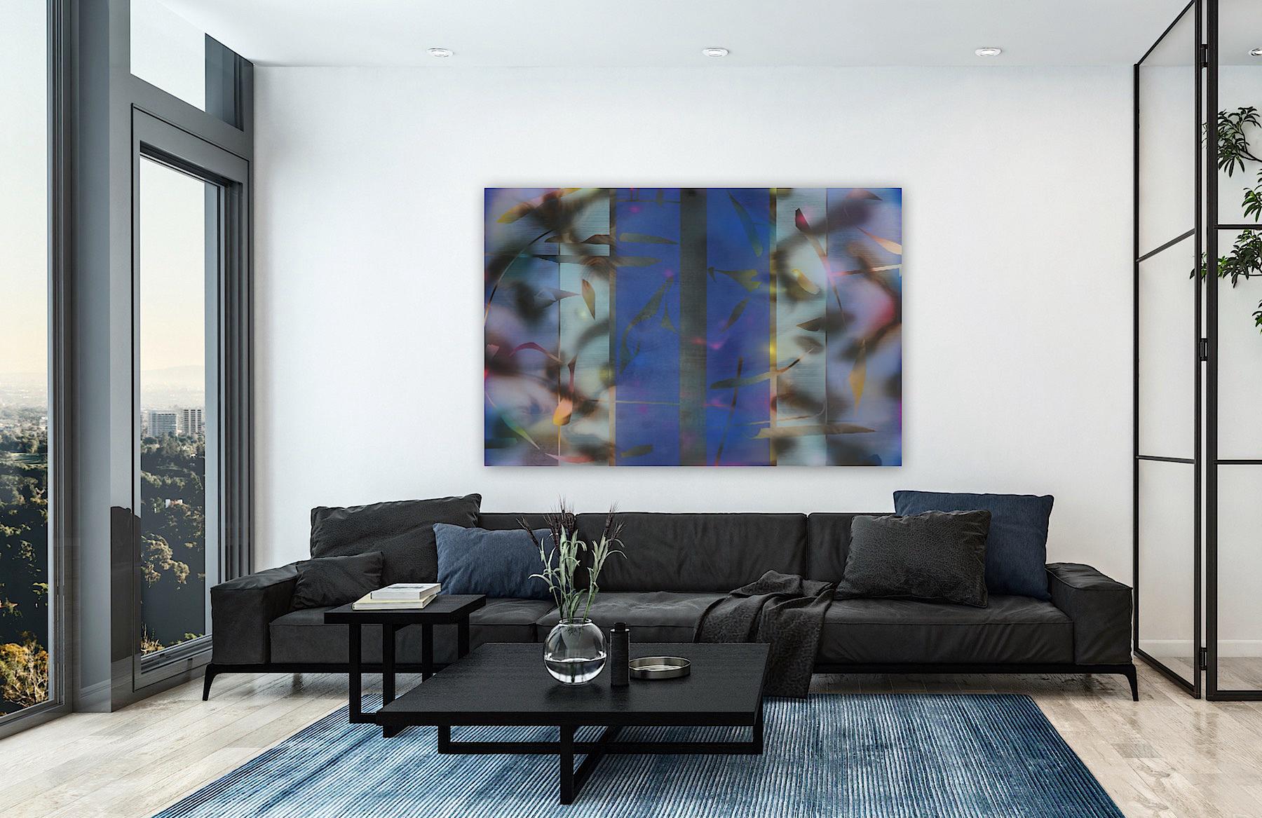 Aqua Marina (cobalt sky blue grid wood patterns nature marine geometric) For Sale 3