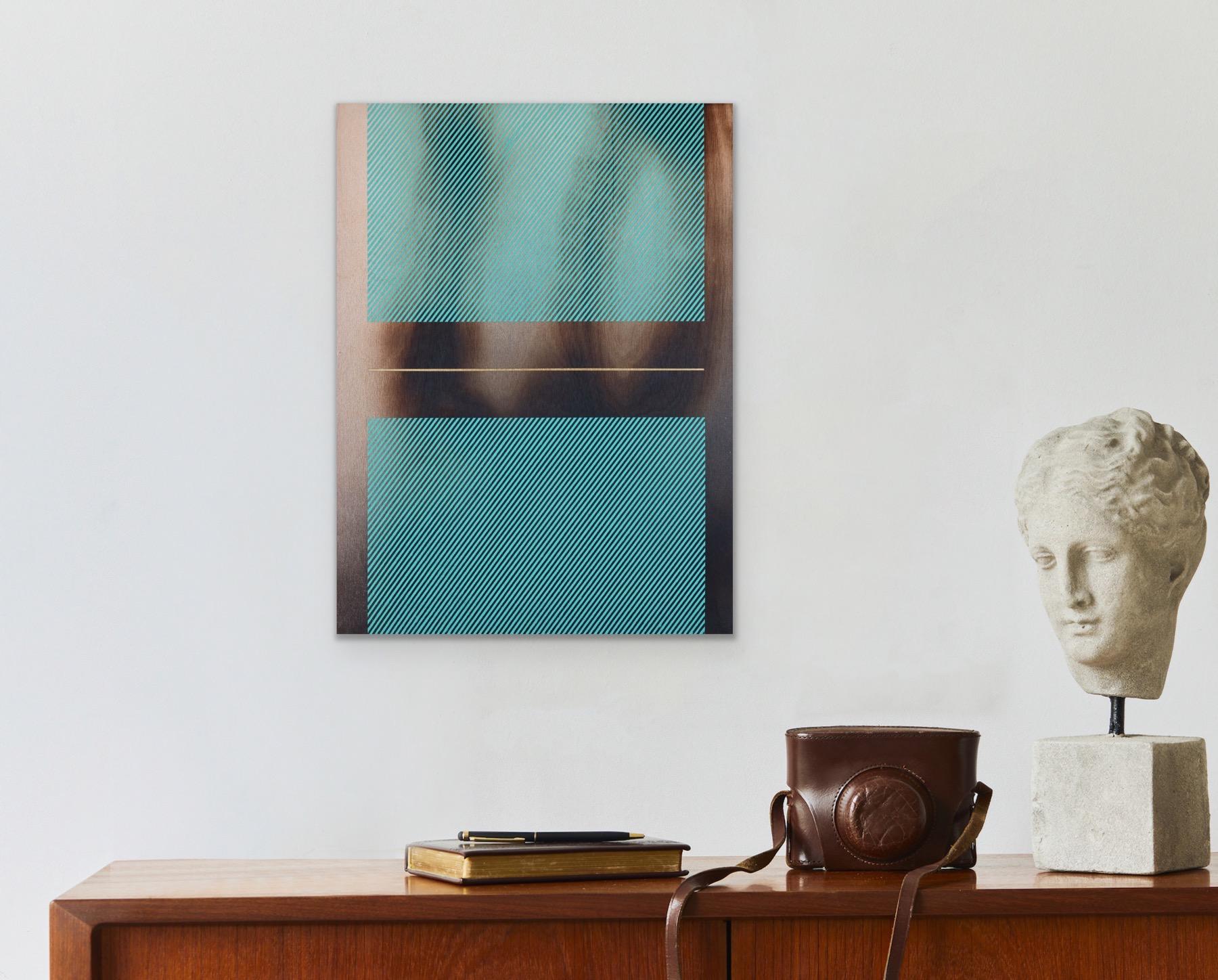 Aqua Miami azul Mångata (pintura cuadriculada madera mínima borde duro dopamina vibrante) en venta 5