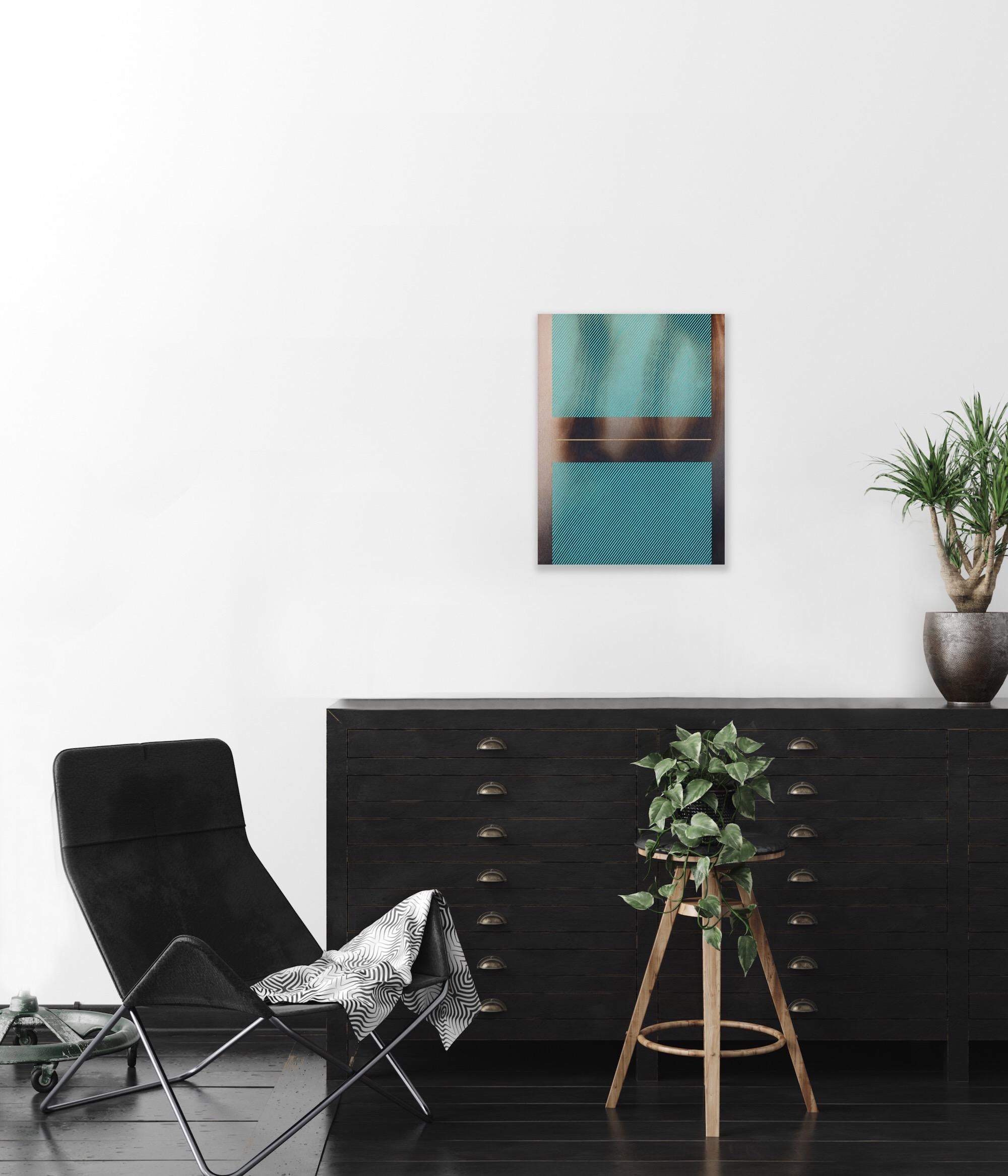 Aqua Miami azul Mångata (pintura cuadriculada madera mínima borde duro dopamina vibrante) en venta 1