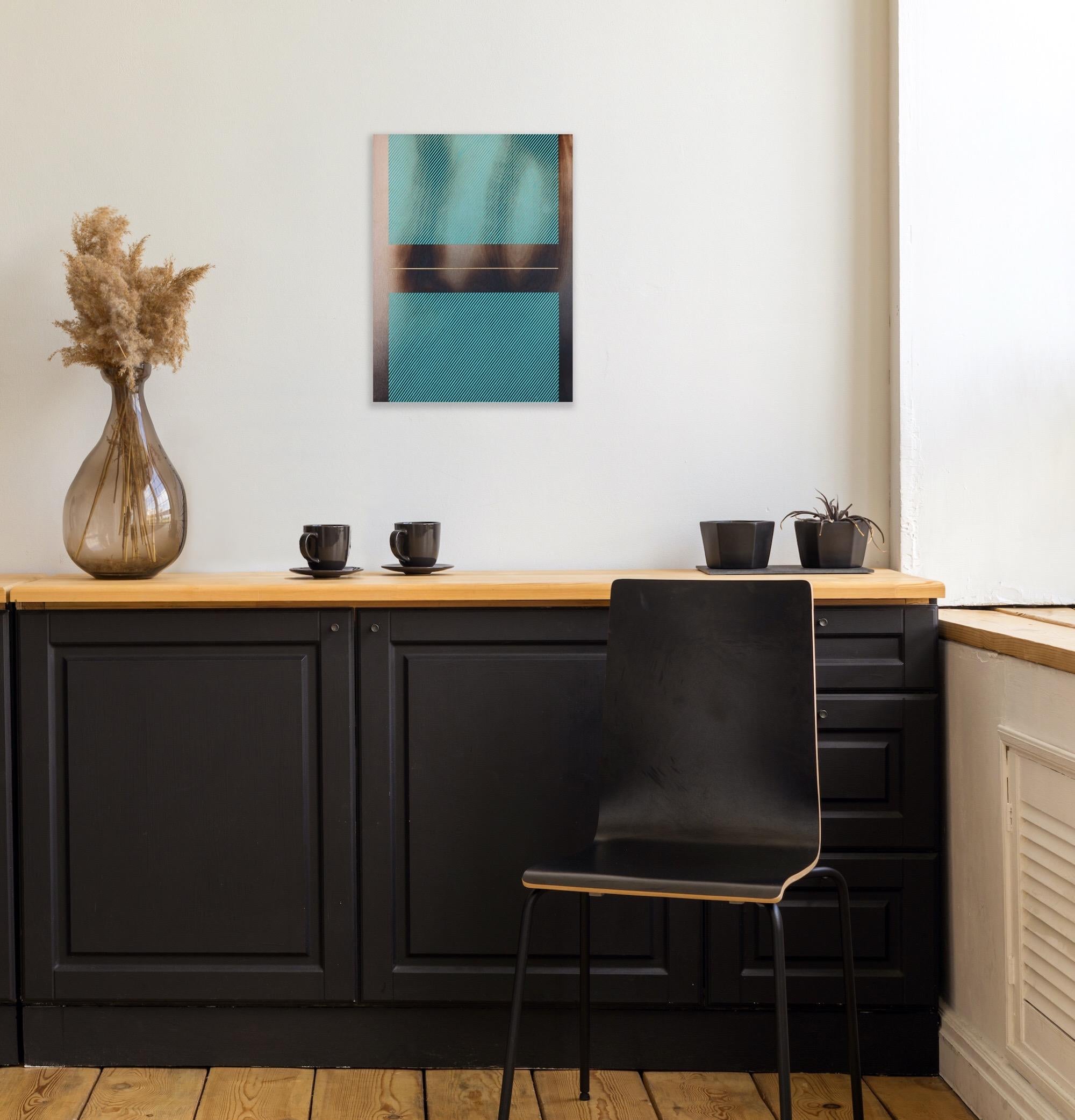 Aqua Miami azul Mångata (pintura cuadriculada madera mínima borde duro dopamina vibrante) en venta 4