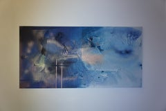At sea between fossils and satellites 14 (blue stripes copper abstract texture)
