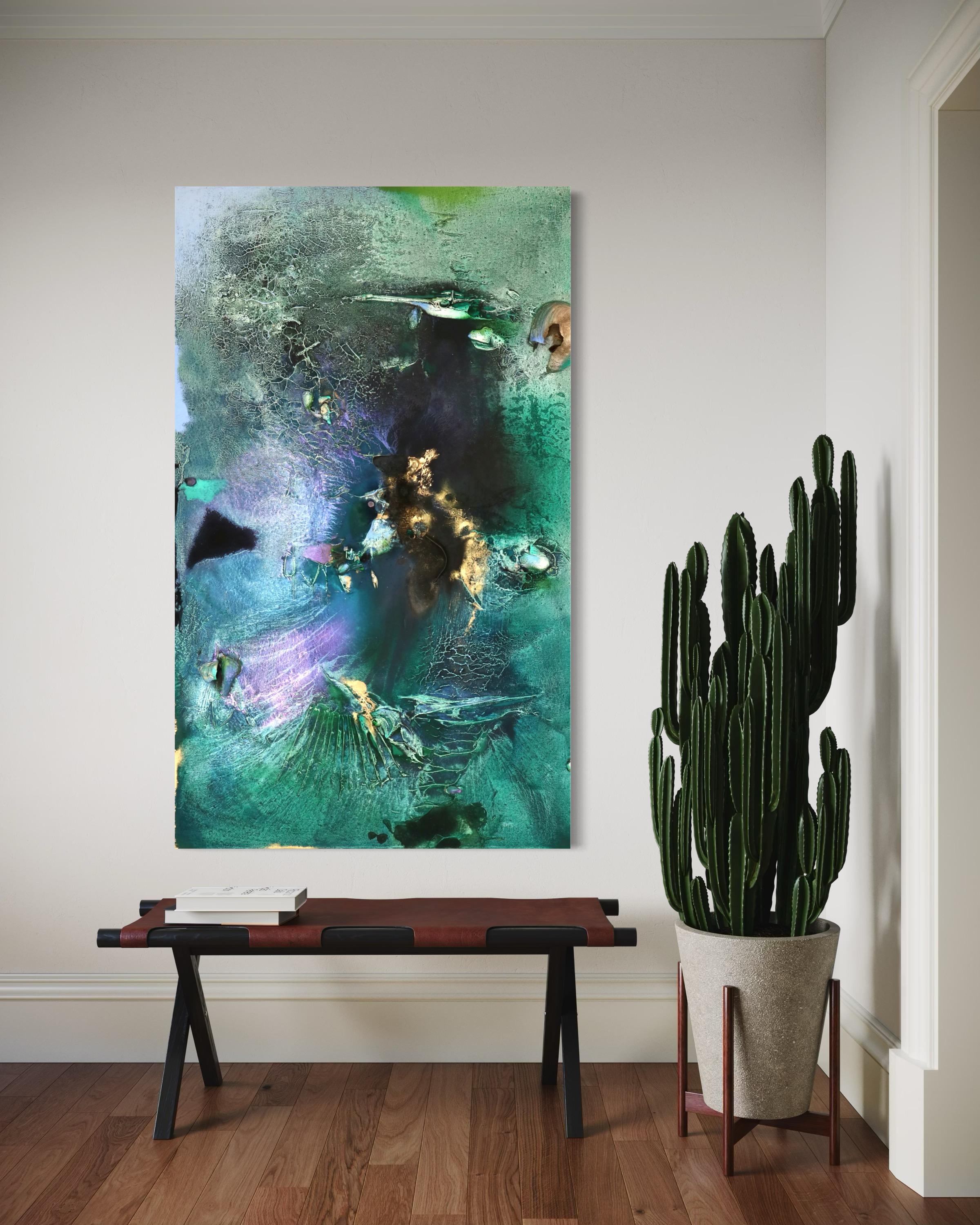 Auf See zwischen Fossilien und Satelliten 15 (Textur, organisch, biophil, Sand) im Angebot 10