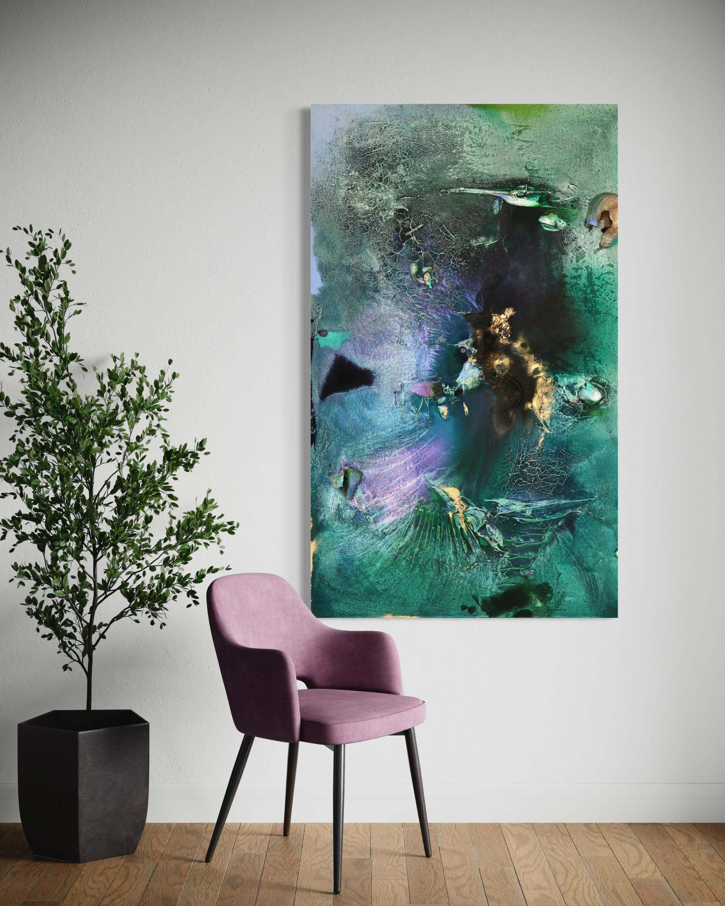 Auf See zwischen Fossilien und Satelliten 15 (Textur, organisch, biophil, Sand) im Angebot 3