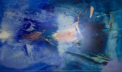 At Sea Between Fossils and Satellites 9 (blue vibrant abstract art deco texture)
