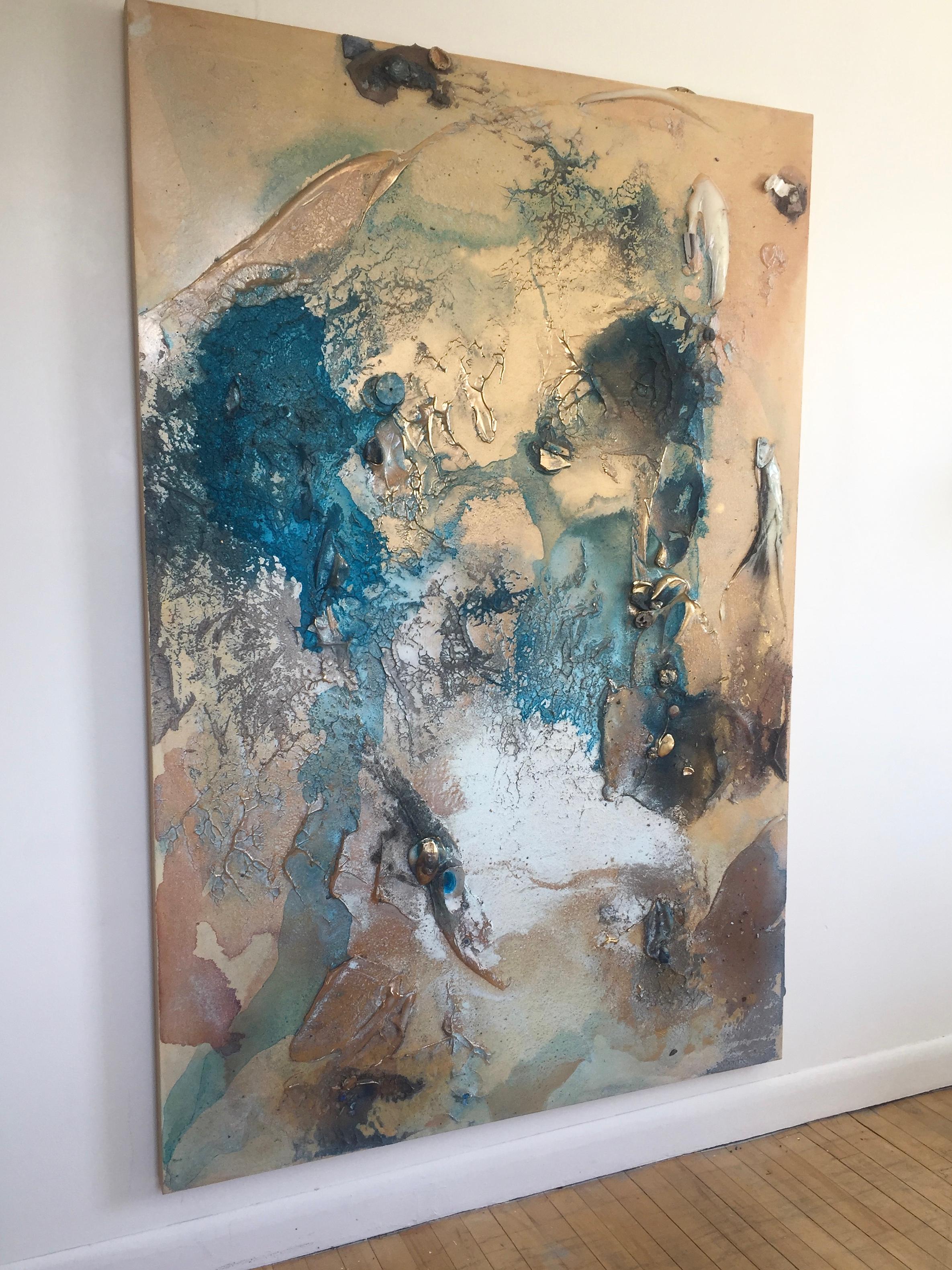 At Sea Between Fossils and Satellites I1 - Painting by Melisa Taylor Metzger