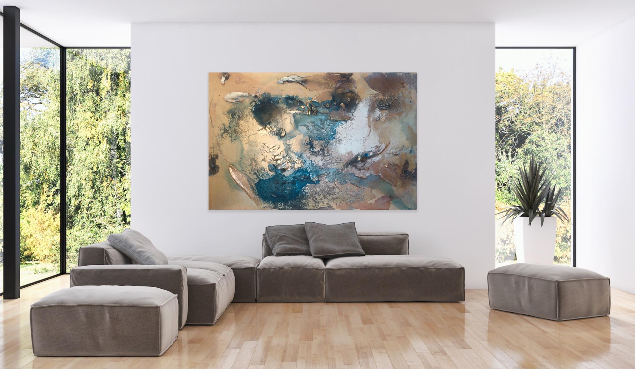 At Sea Between Fossils and Satellites I1 - Painting by Melisa Taylor Metzger
