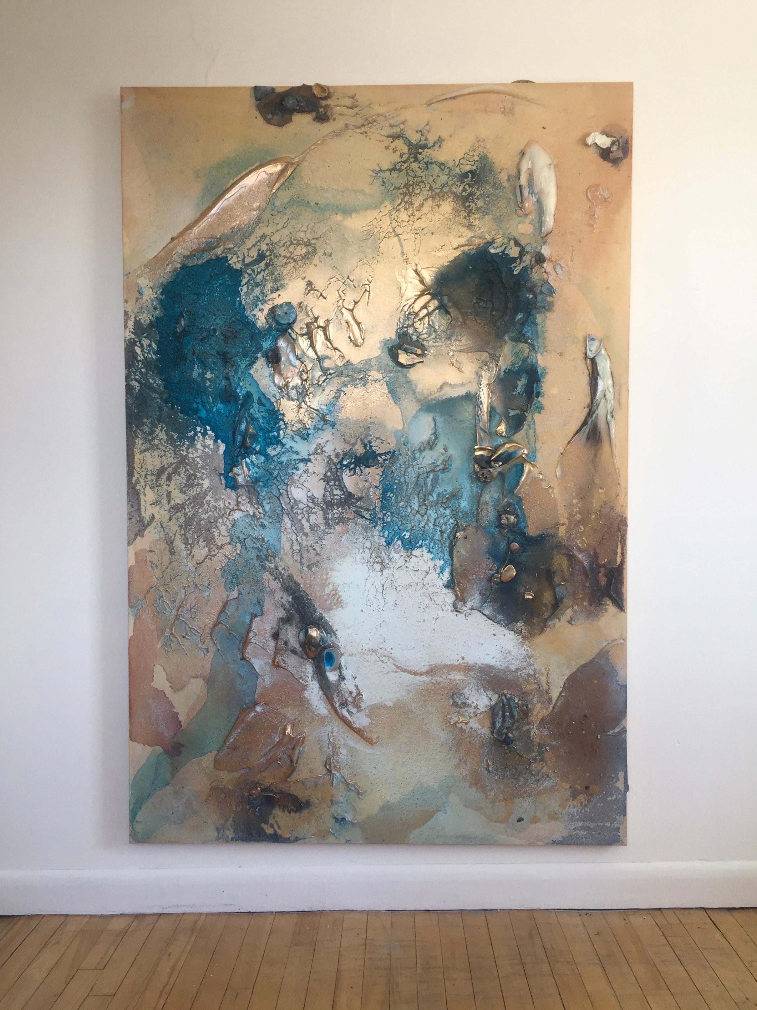 At Sea Between Fossils and Satellites I1 - Abstract Painting by Melisa Taylor Metzger