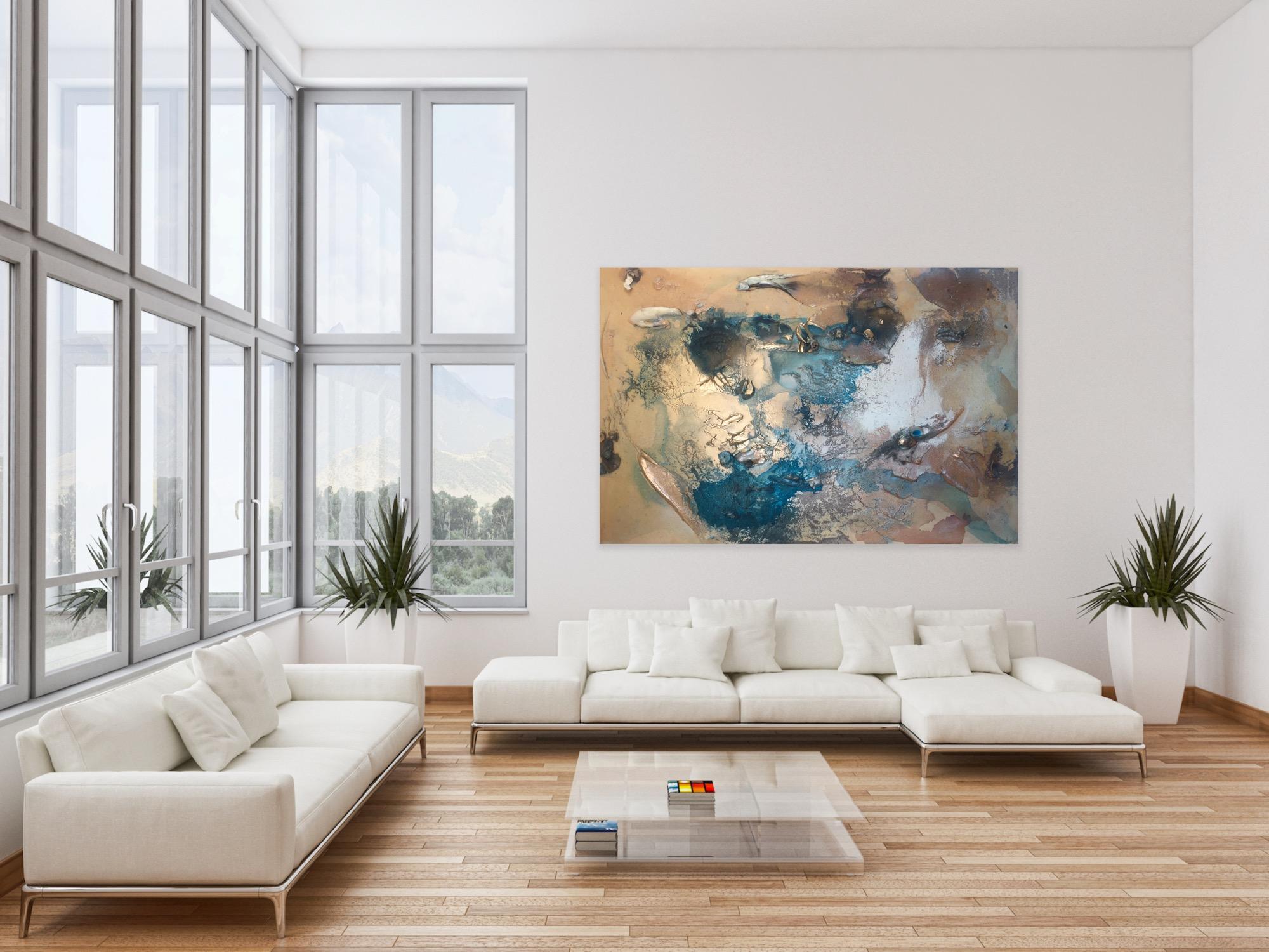 At Sea Between Fossils and Satellites I1 - Abstract Painting by Melisa Taylor Metzger