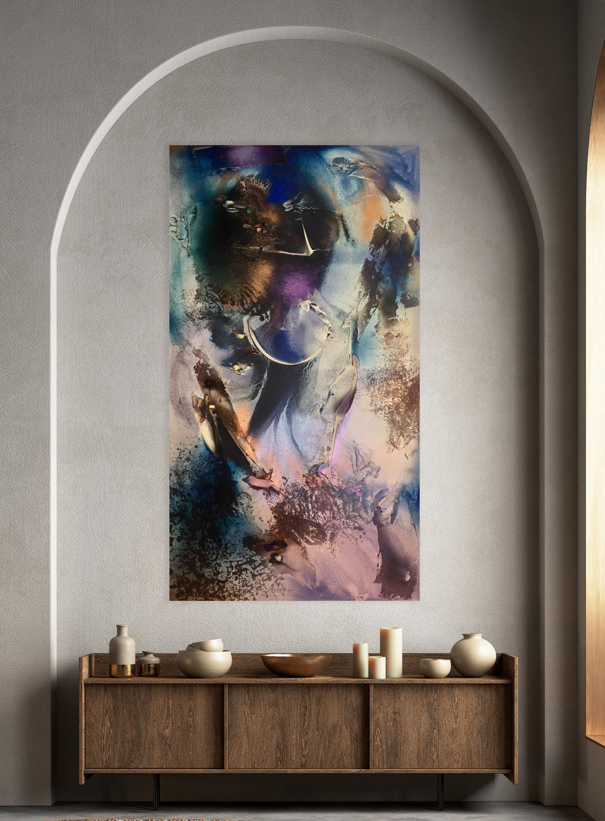 At Sea Between Fossils and Satellites II2 - Abstract Painting by Melisa Taylor Metzger