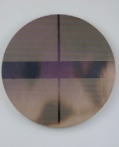Aubergine Purple pill (minimaliste grid round painting on wood dopamine)