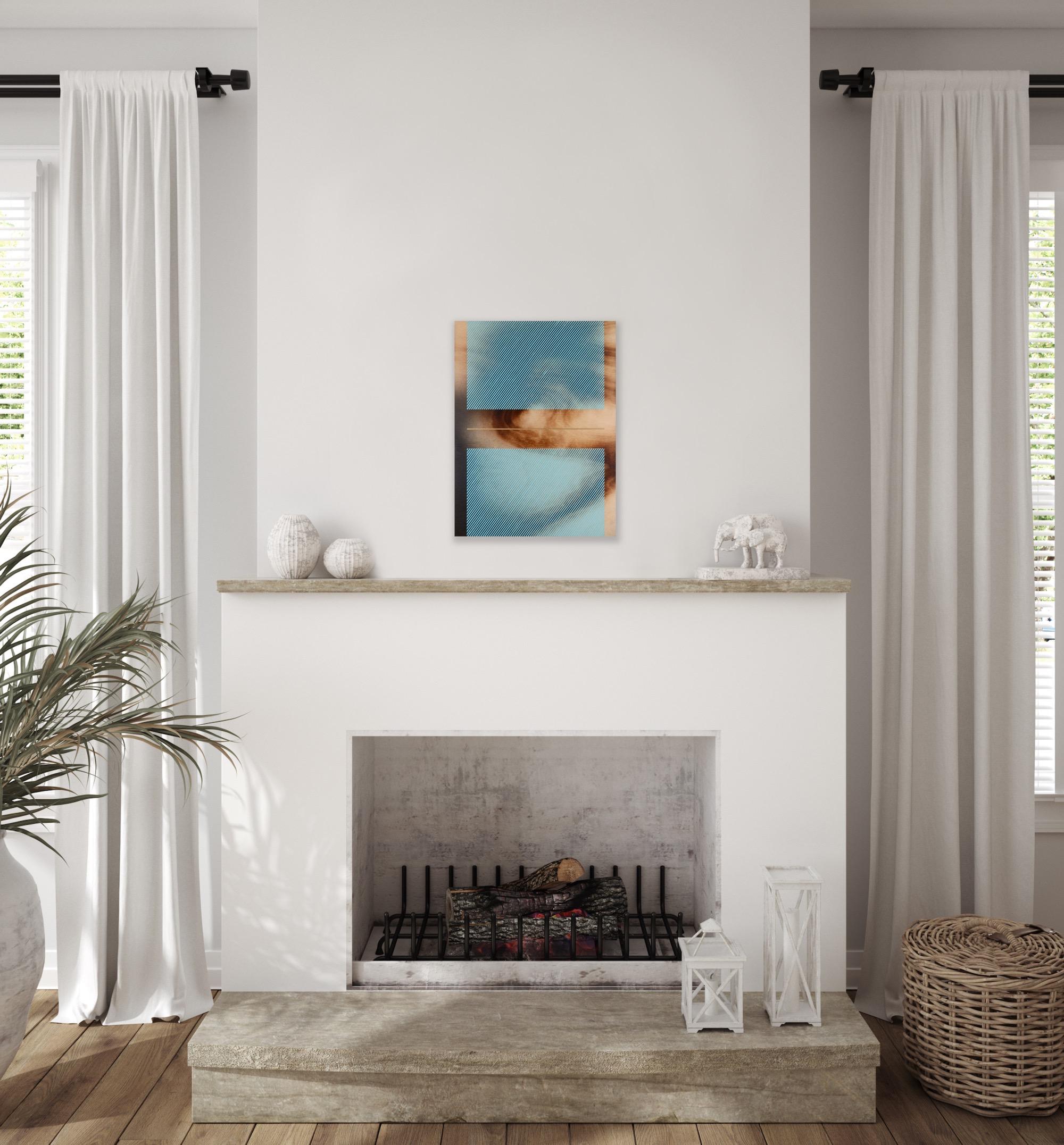 Azul bebé Mångata (pintura cuadriculada madera mínima borde duro dopamina vibrante) en venta 7