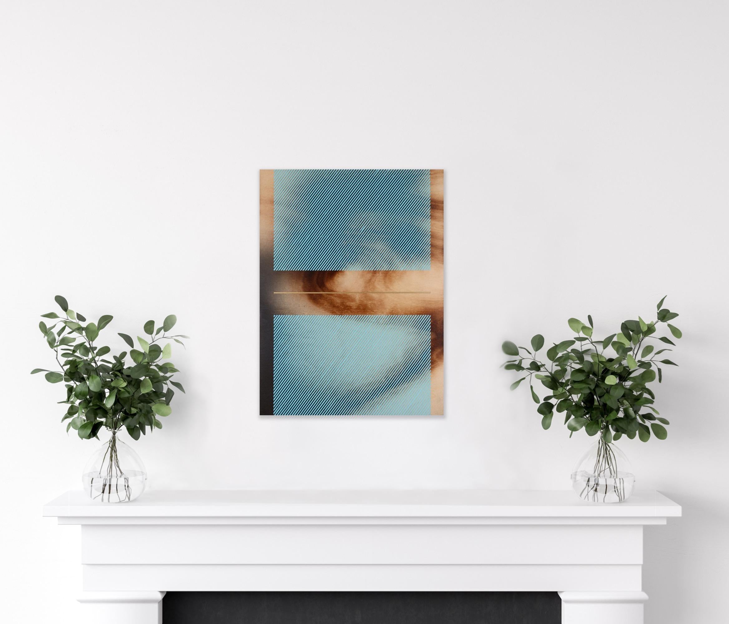 Azul bebé Mångata (pintura cuadriculada madera mínima borde duro dopamina vibrante) en venta 8