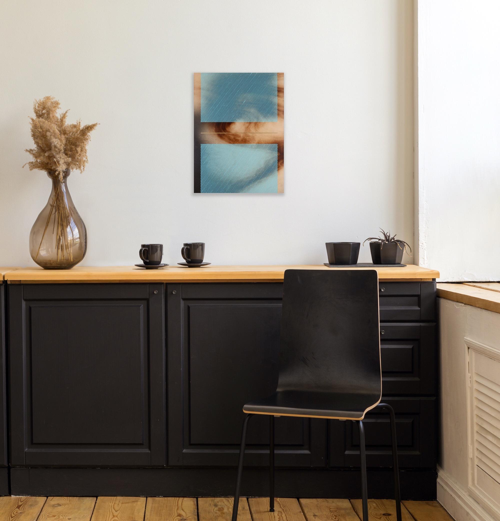 Azul bebé Mångata (pintura cuadriculada madera mínima borde duro dopamina vibrante) en venta 10