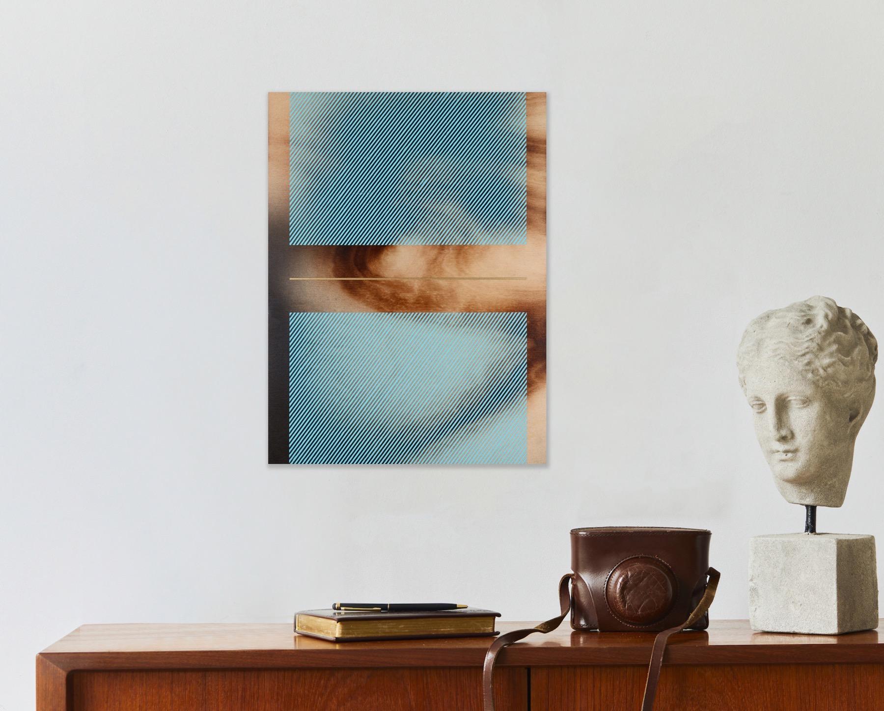 Azul bebé Mångata (pintura cuadriculada madera mínima borde duro dopamina vibrante) en venta 11