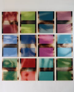 Baby blue Mångata (grid painting minimal wood hard-edge dopamine vibrant)