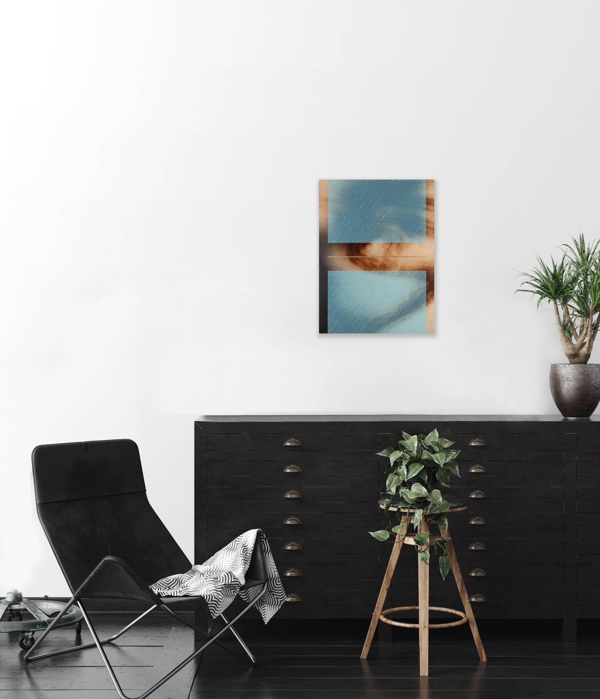 Azul bebé Mångata (pintura cuadriculada madera mínima borde duro dopamina vibrante) en venta 2