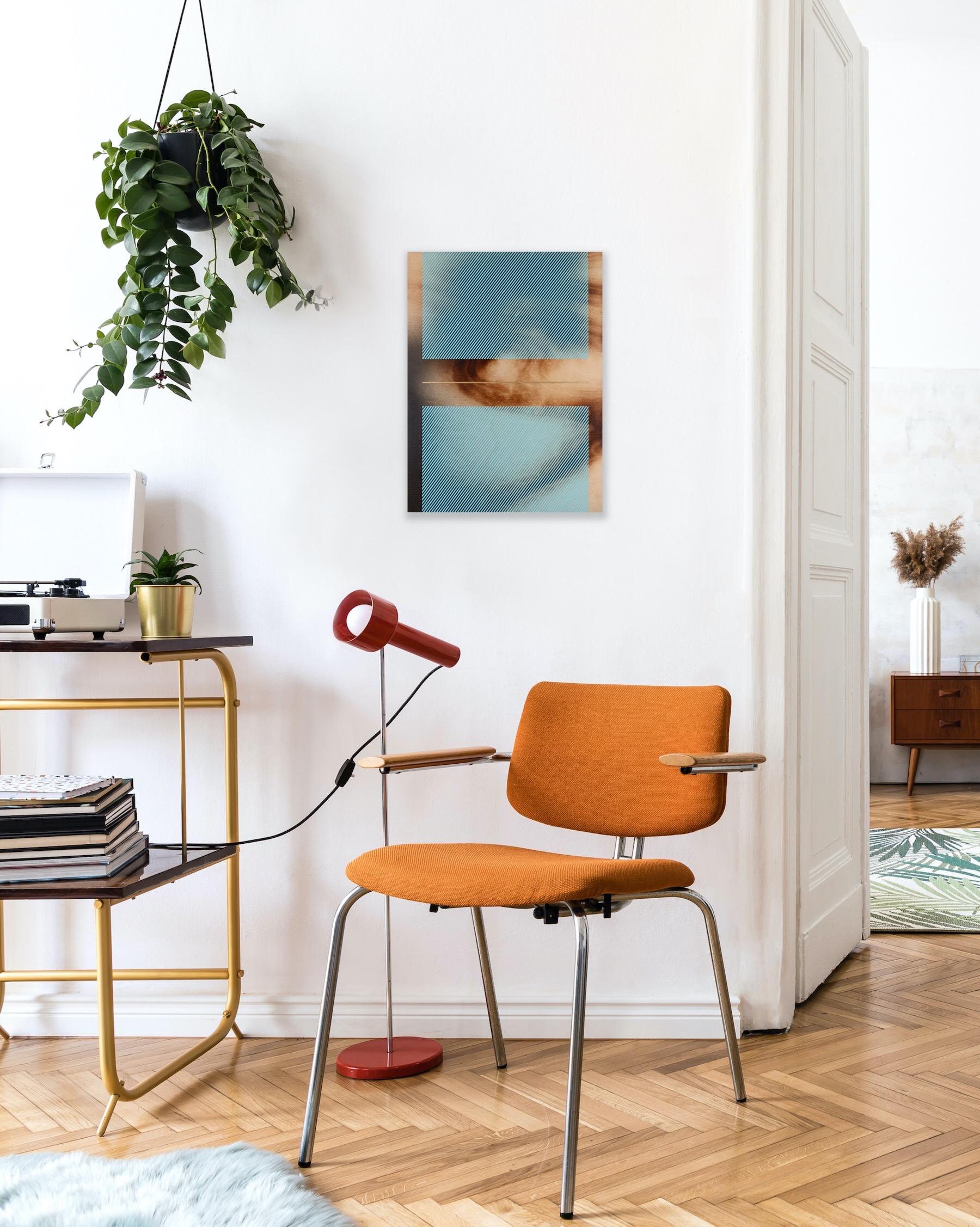 Azul bebé Mångata (pintura cuadriculada madera mínima borde duro dopamina vibrante) en venta 3
