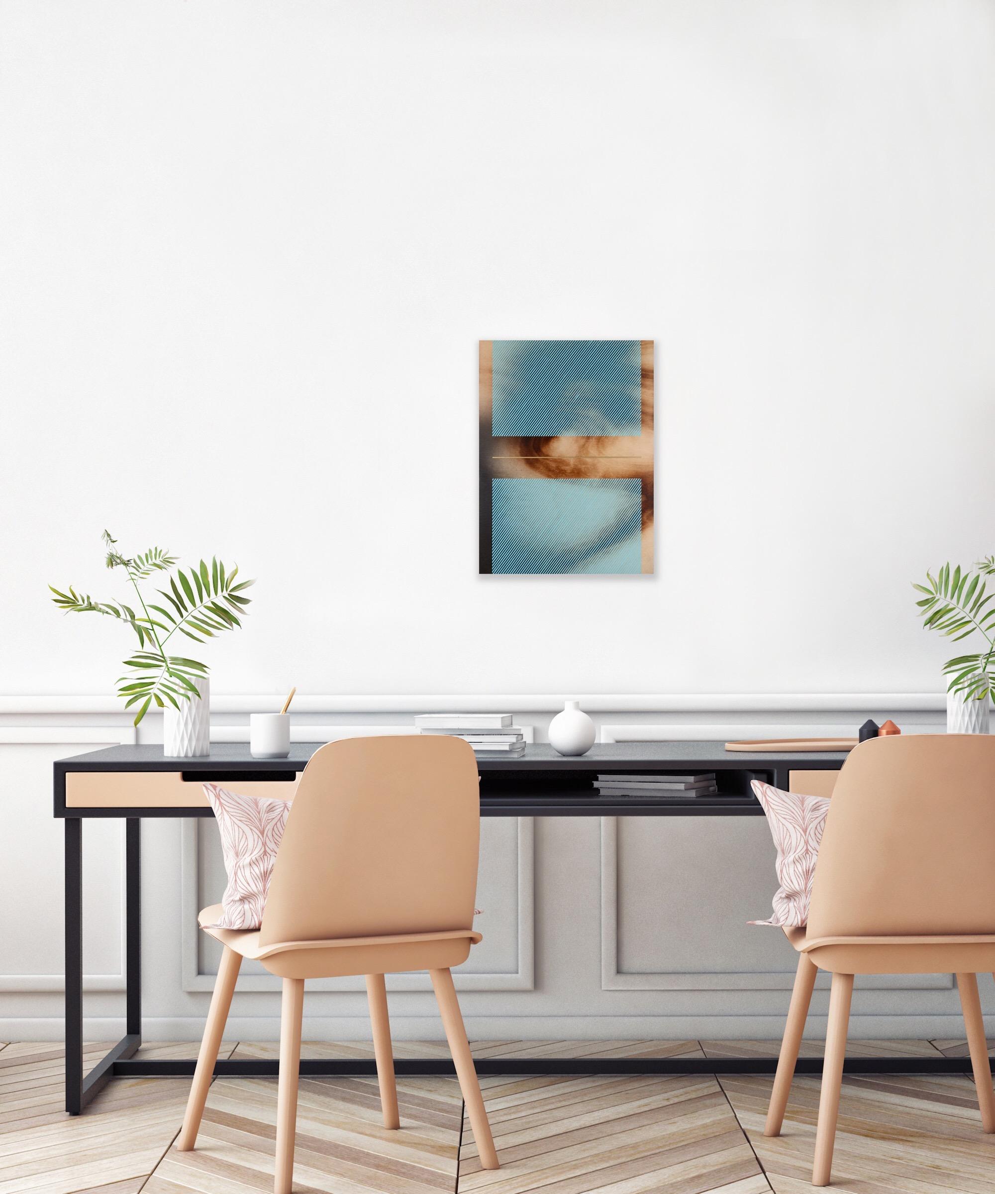 Azul bebé Mångata (pintura cuadriculada madera mínima borde duro dopamina vibrante) en venta 4